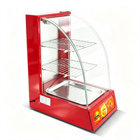 Vitrine chauffante commerciale en verre incurvé de haute qualité à 3 niveaux pour la présentation d'aliments chauds