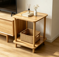 Table basse carrée à 2 niveaux, table d'appoint avec étagère de rangement pour la maison