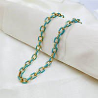 Collier et bracelet en acier inoxydable plaqué or émaillé coloré NL1022 pour femmes, bijoux de mode hip-hop punk, vente en gros