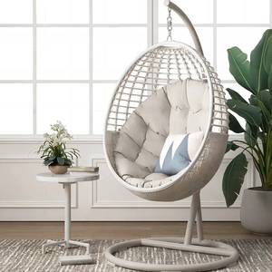 Meubles de jardin SUNWAY en métal et <span class=keywords><strong>rotin</strong></span>, chaise suspendue en forme d'œuf pour balcon extérieur, <span class=keywords><strong>panier</strong></span> nid en osier pour adulte avec support - Product Image 3
