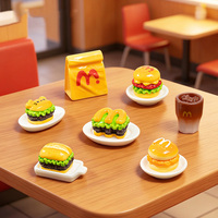 Miniatures de restauration rapide en résine : figurines de mini-burgers, hamburgers et boissons pour maison de poupée DIY, aliments de jeu de cuisine, décoration de micro-paysage