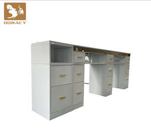 Table de bureau pour ongles blanche en marbre sur le dessus, professionnelle pour salon de <span class=keywords><strong>manucure</strong></span>, <span class=keywords><strong>manucure</strong></span>, table et chaise high-tech de luxe moderne, luxe léger - Product Image 1