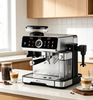 Anbolife Nueva Cafetera Espresso Todo en Uno con Pantalla Táctil |   Molinillo Integrado y Espumador de Leche Automático | OEM ODM