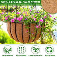Panier de Jardinière Suspendu en Métal Fil Rond Porte-Plantes Pots Cintre Fer avec Chaîne Porche Décor Fleur avec Coco Coir Liner