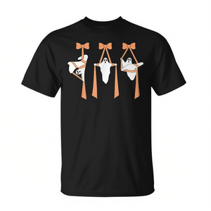 T-shirt de danse aérienne Ghost Aerial Silks, design de costume d'Halloween, noir, coupe unisexe - Product Image 2