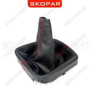 หัวเกียร์รถยนต์ Skopar หุ้มหนังสีดำเย็บด้ายแดง สำหรับรถ Volkswagen Golf5 เกียร์ธรรมดา - Product Image 5