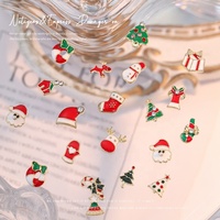 Paso Sico Décorations d'ongles de Noël mignonnes en alliage, style goutte d'huile, clochette, renne, sapin, accessoires pour ongles, boîte de pièces DIY