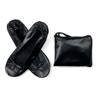 Chaussures de ballerine portables pour femmes, pliables, à enfiler, souples, motif uni, pour l'été, avec sac de transport
