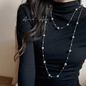 Collier ras du cou à petites perles rondes, chaîne luxueuse ornée de perles. - Product Image 5