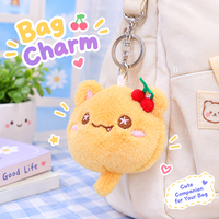Peluche chat cerise douce et mignonne, porte-clés exquis pour filles, décorations de sac, breloques, figurine, petit cadeau