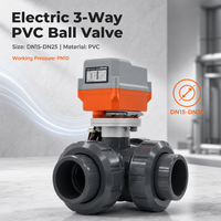 Vanne à boisseau sphérique électrique manuelle radiante à trois voies DN32 Modèle RDNT-280 à raccordement par compression pour l'eau, personnalisable OEM, température moyenne PN10