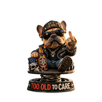 Figurine en résine originale transfrontalière, Bouledogue agitant le doigt d'honneur, Décoration de véhicule, Pièce artisanale, Ambiance de niche, Thème animalier