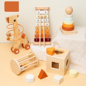 Ensemble d'instruments de musique en bois en gros, jouet d'éveil Montessori avec xylophone, hochet et tambour, cadeau pour bébés - Product Image 2