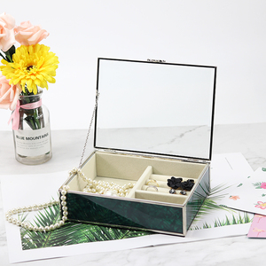 Hot luxury Home Decor 3mm glass with Brass Jewelry Organizer Decorative Jewelry Storage Box