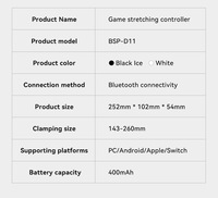 Manette de jeu mobile BSP D11 sans fil, manette de jeu extensible avec déclencheur Hall et joystick pour Switch, Android, iOS, PC