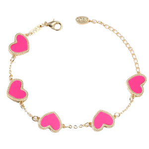 Gold Color Plated Alloy Hip Hop Adjustable Clover <b>Bracelet</b> Heart Tennis Chain <b>Bracelet</b> For Women And Men Valentine's Day Gift - Product Image 1