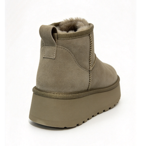 Botas de plataforma de ante sintético para mujer, con forro de felpa, puntera cerrada, sin cordones, suela de goma antideslizante, para invierno, con hebilla, estilo mullido y ajuste cómodo. - Product Image 6