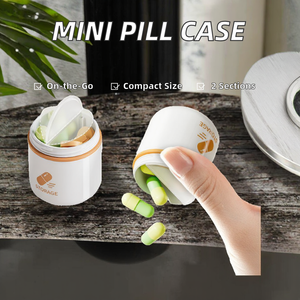 Organizador de Pastillas Portátil Mini de Plástico ABS, Caja de Almacenamiento de Tabletas con Forma de Lata y Asa, 2 Compartimentos, Modelo U228, Hecho en Guangdong - Product Image 2