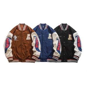 Camisas de béisbol europeas y americanas transfronterizas con patrones de letras multicolores, chaqueta y abrigo informales sueltos bordados - Product Image 1