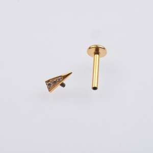 <span class=keywords><strong>Labret</strong></span> Triangle en Titane F136 : Plaqué Or PVD, Boucle d'Oreille à Dos Plat Fileté Internement, Bijou de <span class=keywords><strong>Piercing</strong></span> de Haute Qualité - Product Image 6