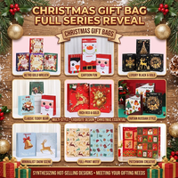 Bolsa de Papel Recubierta de Oro Negro para Navidad, con Diseño de Árbol de Navidad y Copos de Nieve, para Regalos, Personalizable e Impresa