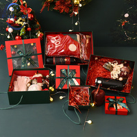 Boîte cadeau fenêtre transparente carton rigide rectangulaire noël rouge coffret cadeau cosmétique boîte d'emballage sac avec fenêtre en pvc transparent