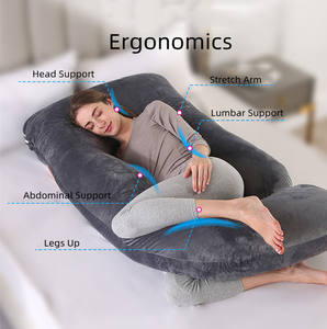 Oreiller de maternité en velours cristal en forme de J, pour dormir sur le côté - Product Image 3