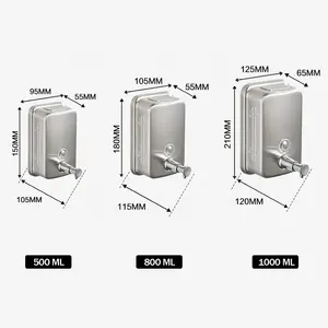 Dispenser sabun cair logam sikat harga rendah kualitas 500ML/800ML/1000ML baja tahan karat dipasang di dinding