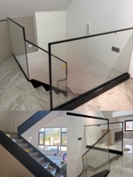 DF Garde-corps de balcon à prix réduit, en aluminium à profil en U, avec verre trempé et acier inoxydable, sans cadre, à monter soi-même