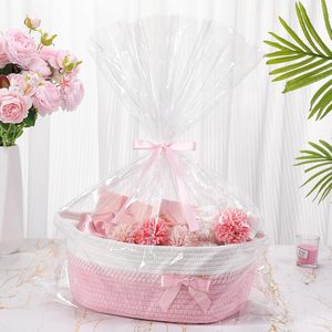 Caja Decorativa Vacía con Cintas y Bolsa de Cuerda Tejida, Cesta de Regalo Navideña, Almacenamiento para Regalos con Asas, Decoración del Hogar - Product Image 4