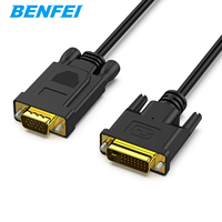 BENFEI DVI-D aktif ke VGA, DVI-D 24 + 1 ke VGA 6 kaki kabel laki-laki ke laki-laki kabel berlapis emas
