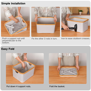 Cesto de Ropa Plegable de Lona de Gran Capacidad con Tela de Bambú, Lavable, Ahorra Espacio, Moderno, para Guardar Juguetes y Ropa - Product Image 2
