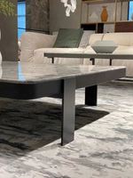 Nouveau design de meubles en pierre Table basse centrale oblongue moderne cadre en métal 140 Table basse en pierre frittée pour Villa