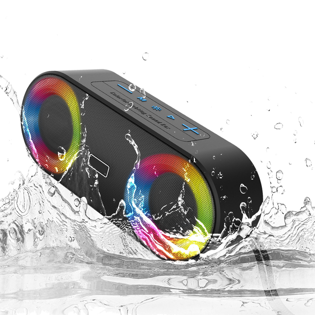 Waterproof RGB Colorful Light Double Speaker Portable Wireless Bluetooth Speaker Home Party Camping Subwoofer Stereo MusicBox