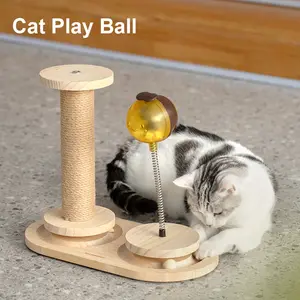 MewooFun toptan kedi çizik ağacı kedi malzemeleri oyuncak kedi tırmalama sütunu 2 katmanlı iplik topları ile