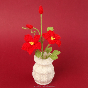 Plante artificielle en pot de fleurs tricotées à la main Clematis Pot de fleur plante pour la décoration de la maison - Product Image 4