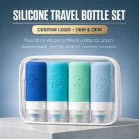 Ensemble de flacons de voyage en silicone souples et compressibles de 60 ml, conformes aux normes TSA, pour le contrôle de sécurité à l'aéroport, personnalisables OEM