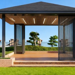 OEM Restaurante Hotel Pavilion Jardín al aire libre Gazebo <span class=keywords><strong>plegable</strong></span> Aluminio Bioclimático Persiana retráctil Pérgola de techo - Product Image 2