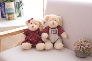 Vente en gros 8 pouces Kawaii Ours en peluche Couple doux en peluche tête de poupée correspondant vêtements PP coton pour les couples de mariage - Product Image 5