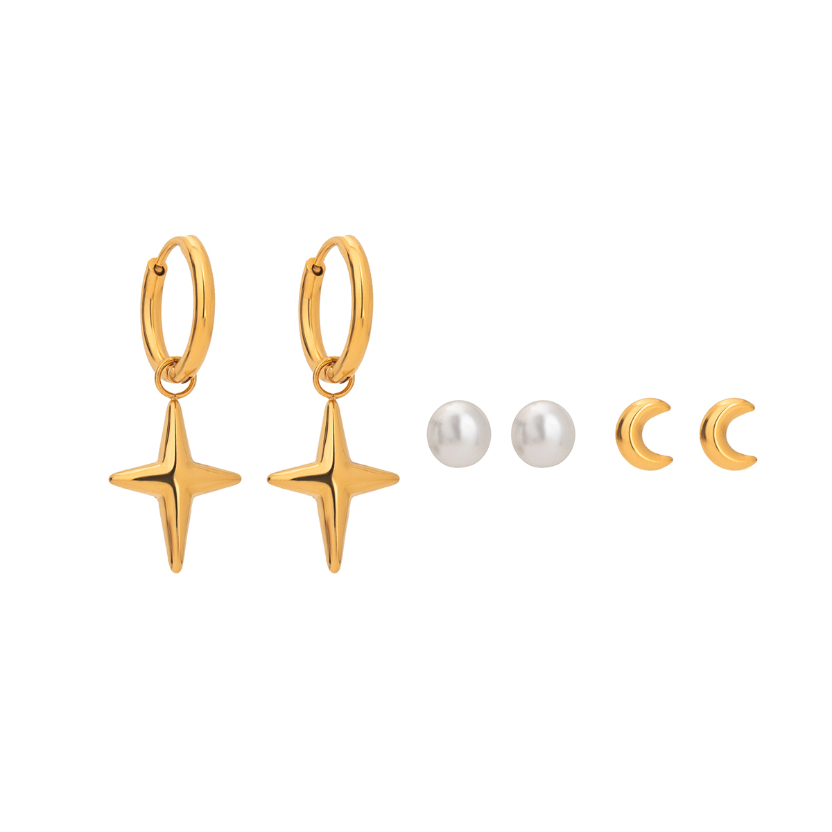 Pearl Star Moon studs