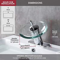 Lavabo de salle de bain en verre Robinet de lavabo chromé à levier unique Robinet cascade rond avec noyau de valve en céramique Robinet mitigeur chaud et froid