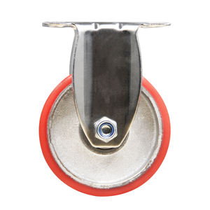 Roda média de aço inoxidável anticorrosão 304 antiferrugem do poliuretano do núcleo do ferro dos rodízios com travando o freio <span class=keywords><strong>5</strong></span> polegadas - Product Image 5