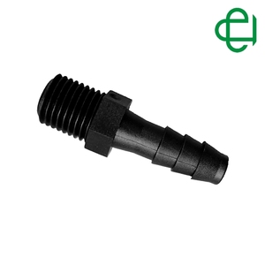 ข้อต่อพลาสติกแบบกำหนดเอง 1/4"-18NPT ชนิดตัวผู้ วัสดุ PVDF สีธรรมชาติ สำหรับท่อขนาด 1/4 นิ้ว ตัวข้อต่อทำจาก PP สีดำ - Product Image 1