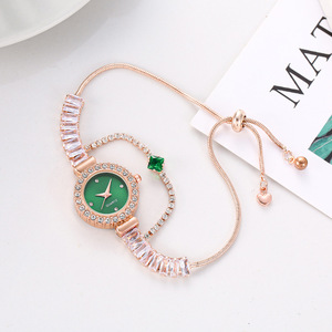 Elegante reloj de mujer con incrustaciones de diamantes, estilo coreano, reloj con brazalete extraíble. - Product Image 1