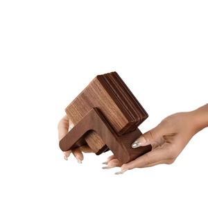 Posavasos redondo de madera maciza de nogal negro, tapete aislante del calor para ceremonia del té, mantel individual para escritorio, soporte para taza de café - Product Image 3