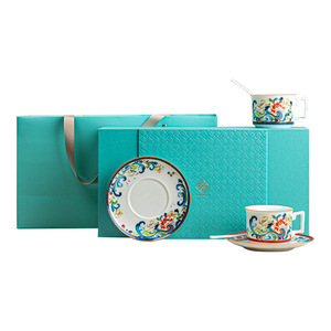 <b>Pine</b> Pavilion Ceramic Tea Cup Set 200ml Floral Enamel Coffee Cup with Saucer Spoon 2 Cups Coffee and Tea Gift <b>Box</b> - Product Image 5
