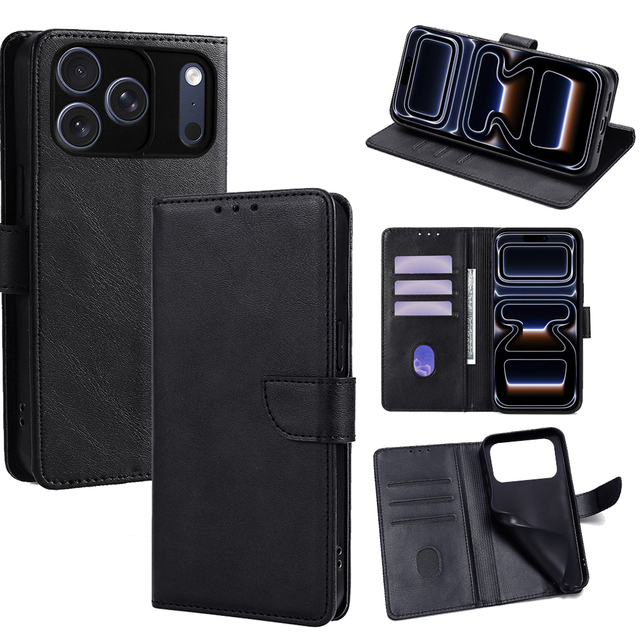 Premium Magnetic Flip Wallet Case with Kickstand for iPhone 17 16 15 14 Pro Max Back Cover Shockproof Case for iPhone 13 12 Air