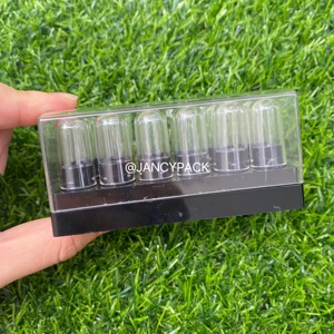 12ピース/セットミニ小サンプル丸型リップバームセットボックスクリアプラスチック口紅チューブ容器黒口紅チューブテスト用 - Product Image 4