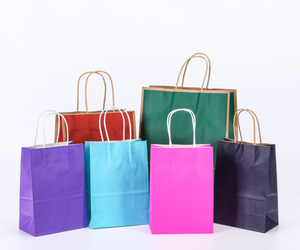 Sacs en papier kraft recyclé personnalisés pour la vente à emporter, les courses, impression flexo classique pour les expositions, les supermarchés, les promotions - Product Image 4