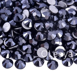 Kristal Kaca Hitam Berkilau Warna Hitam, Cold Fix, Flat Back, Non Hotfix, Grosir OLeeya, Laris Manis, untuk Pakaian - Product Image 4
